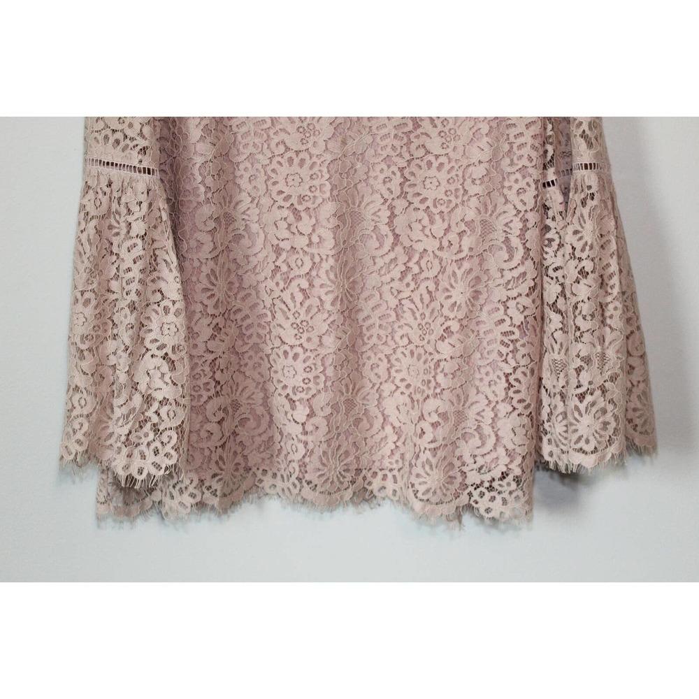 Sundance V-neck Bell Sleeve Charmant Lace Blouse Pink Women's Size Large H14078 - Picture 3 of 10